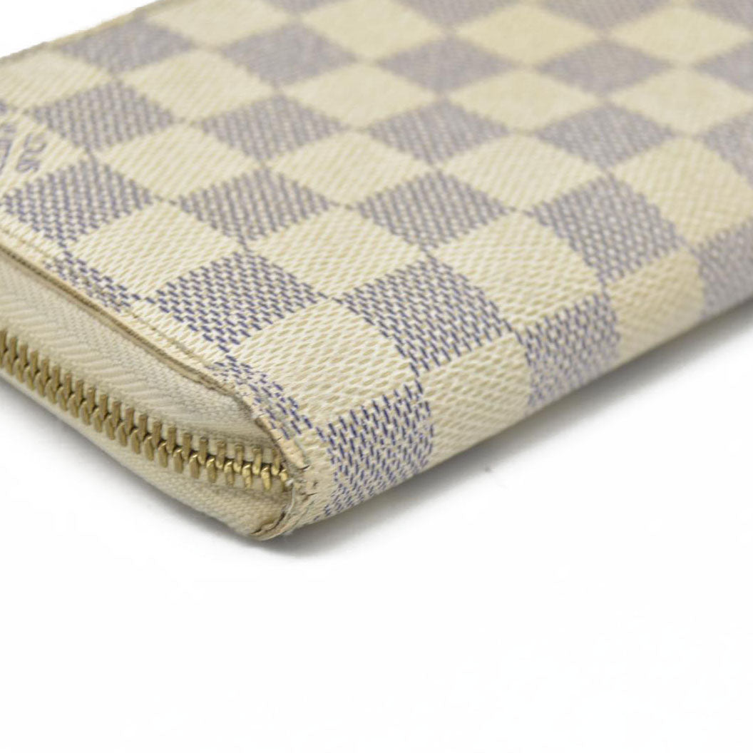 AUCTION $915 Louis Vuitton Damier Azur Zippy Zip Around Long Wallet Purse White CA4058