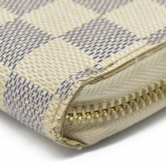 AUCTION $915 Louis Vuitton Damier Azur Zippy Zip Around Long Wallet Purse White CA4058