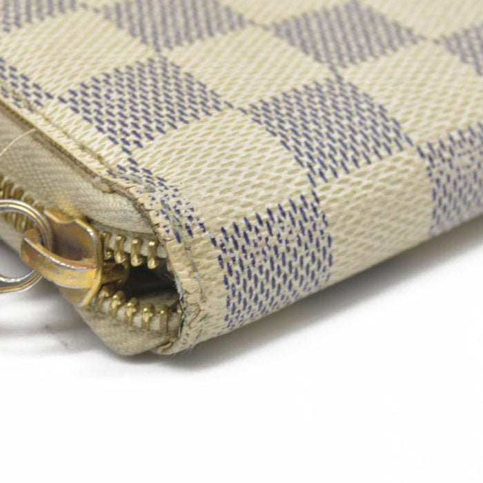 AUCTION $915 Louis Vuitton Damier Azur Zippy Zip Around Long Wallet Purse White CA4058