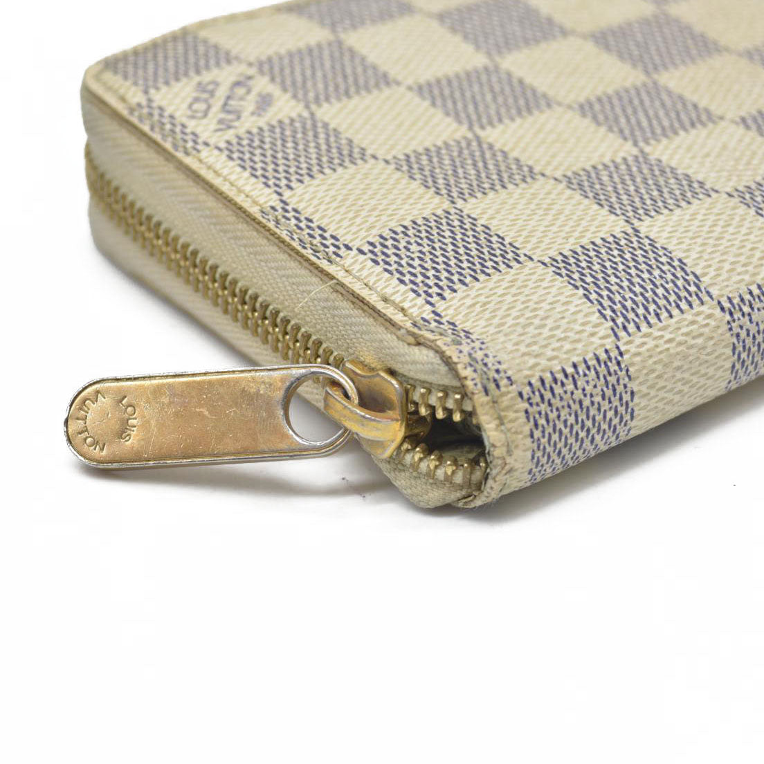 AUCTION $915 Louis Vuitton Damier Azur Zippy Zip Around Long Wallet Purse White CA4058