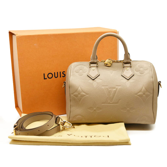 Louis Vuitton  Empreinte Monogram Giant Speedy Bandouliere 25 Tourterelle