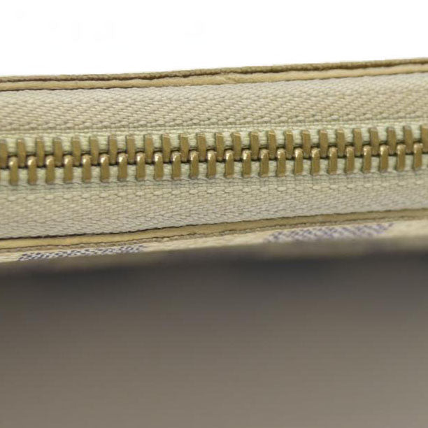 AUCTION $915 Louis Vuitton Damier Azur Zippy Zip Around Long Wallet Purse White CA4058