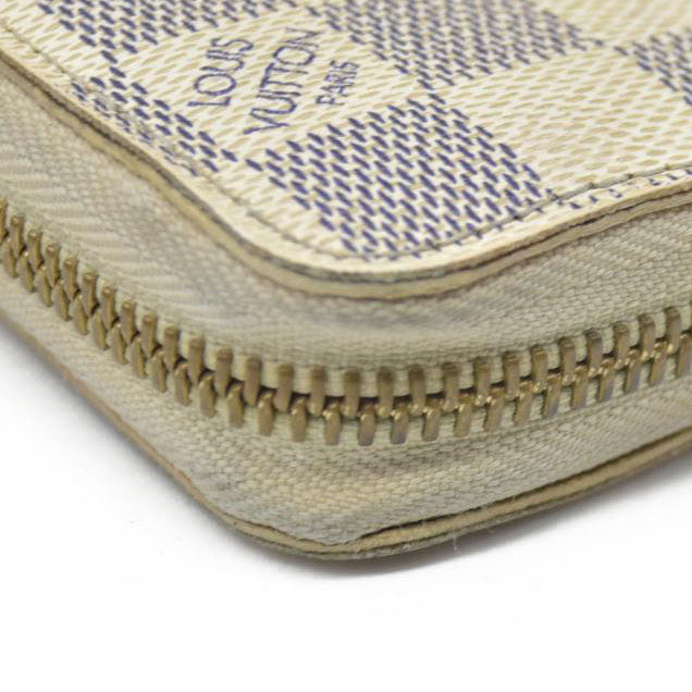 AUCTION $915 Louis Vuitton Damier Azur Zippy Zip Around Long Wallet Purse White CA4058