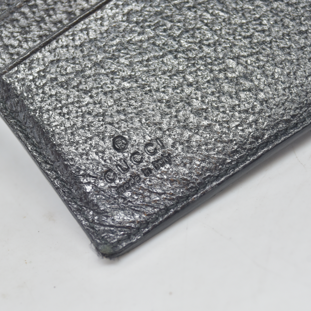 $490 GUCCI Logo Canvas Leather Bifold Wallet Black