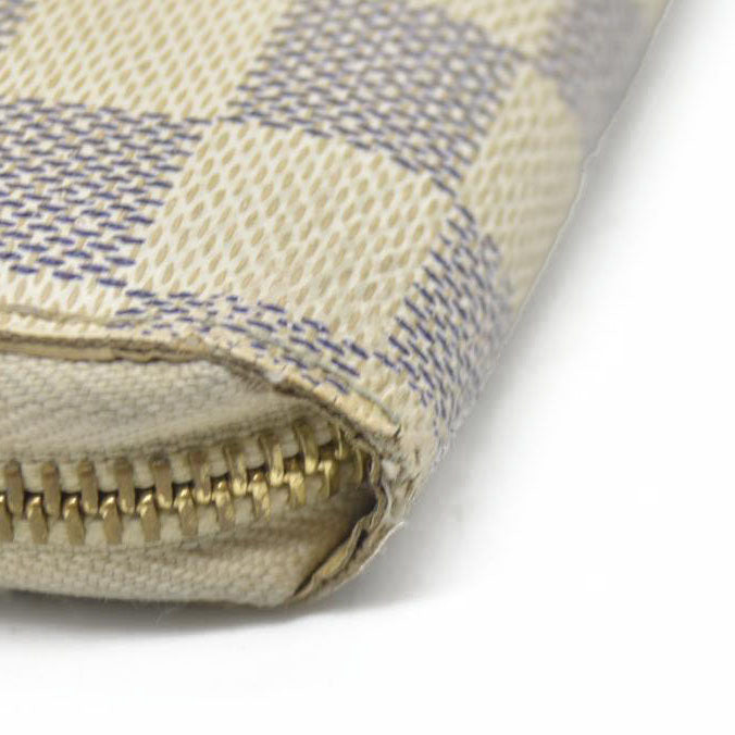 AUCTION $915 Louis Vuitton Damier Azur Zippy Zip Around Long Wallet Purse White CA4058