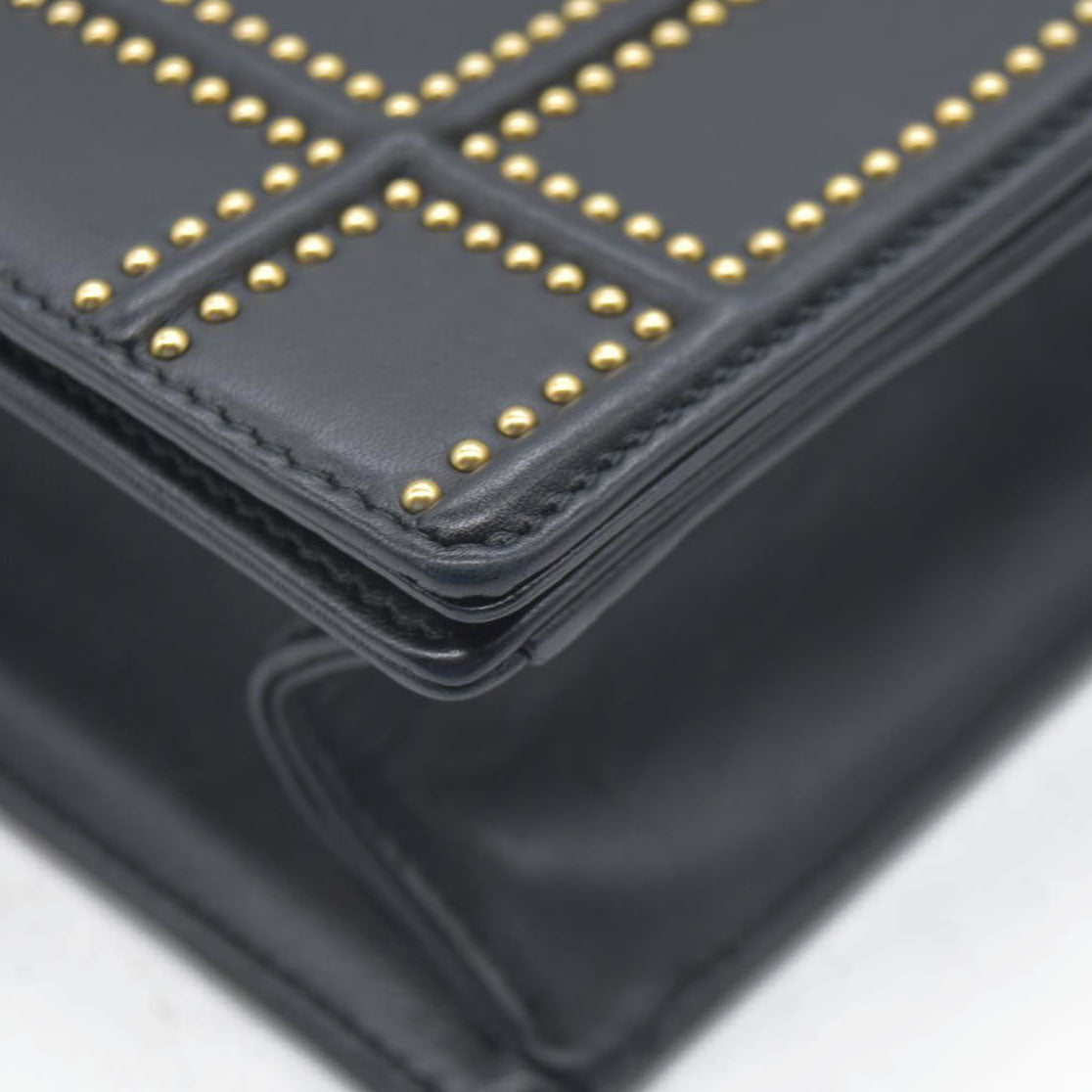 $3600 Dior Lambskin Studded Medium Diorama Flap Bag Black