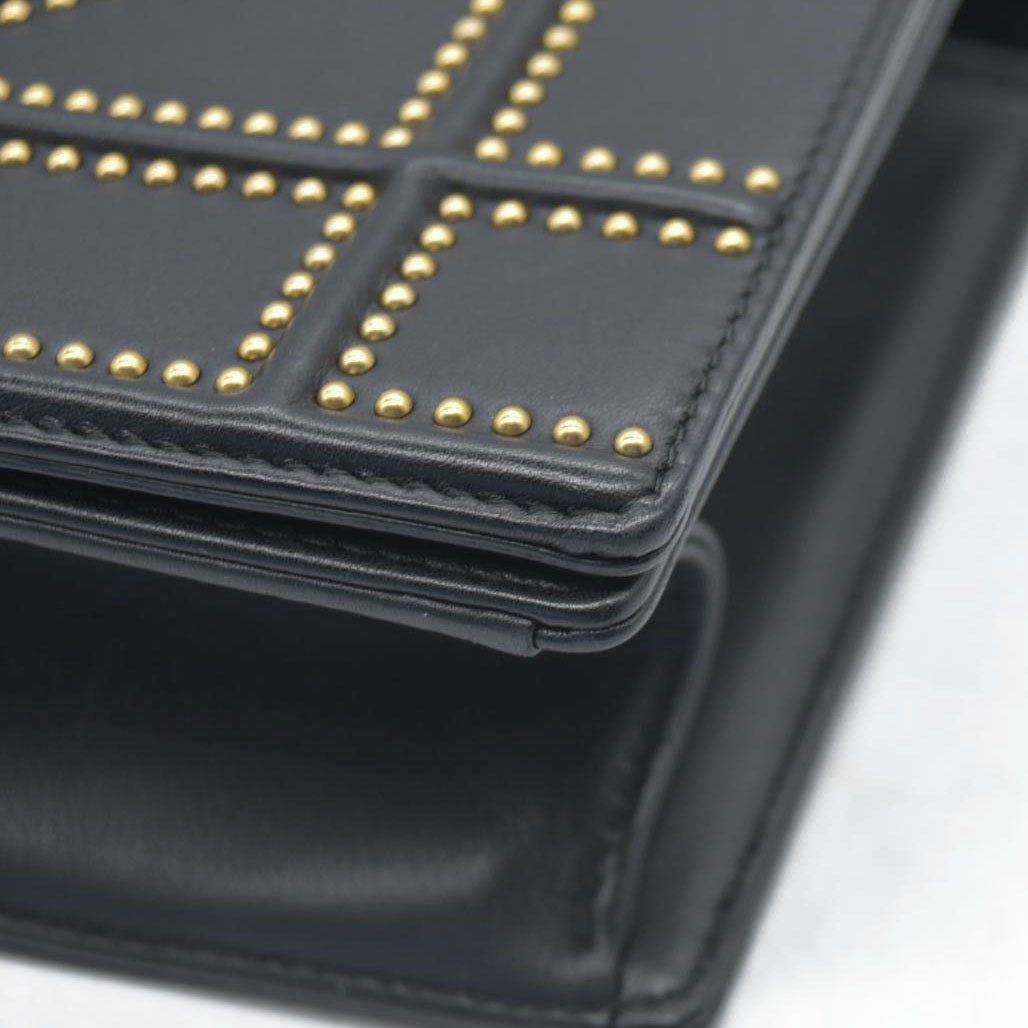 $3600 Dior Lambskin Studded Medium Diorama Flap Bag Black