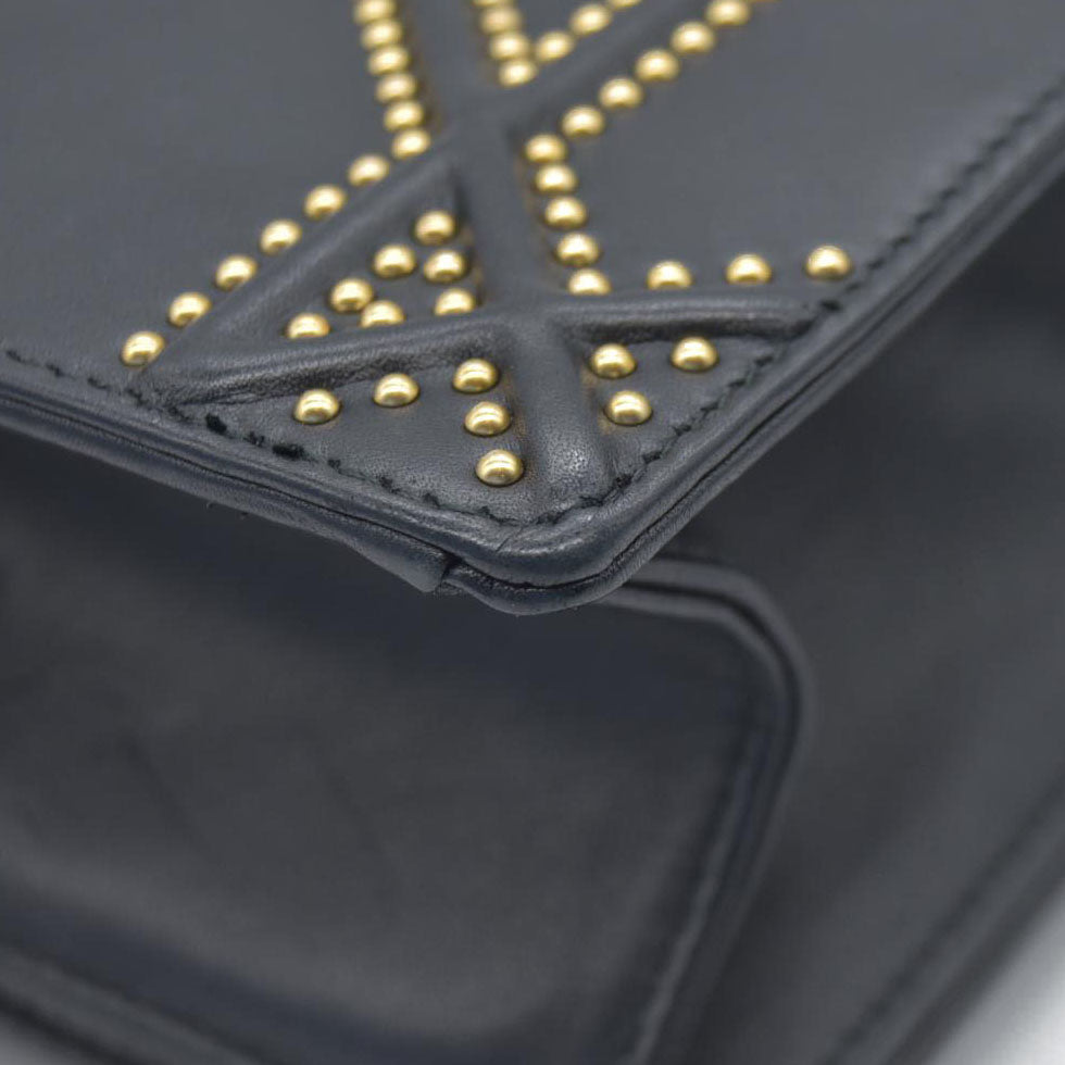 $3600 Dior Lambskin Studded Medium Diorama Flap Bag Black