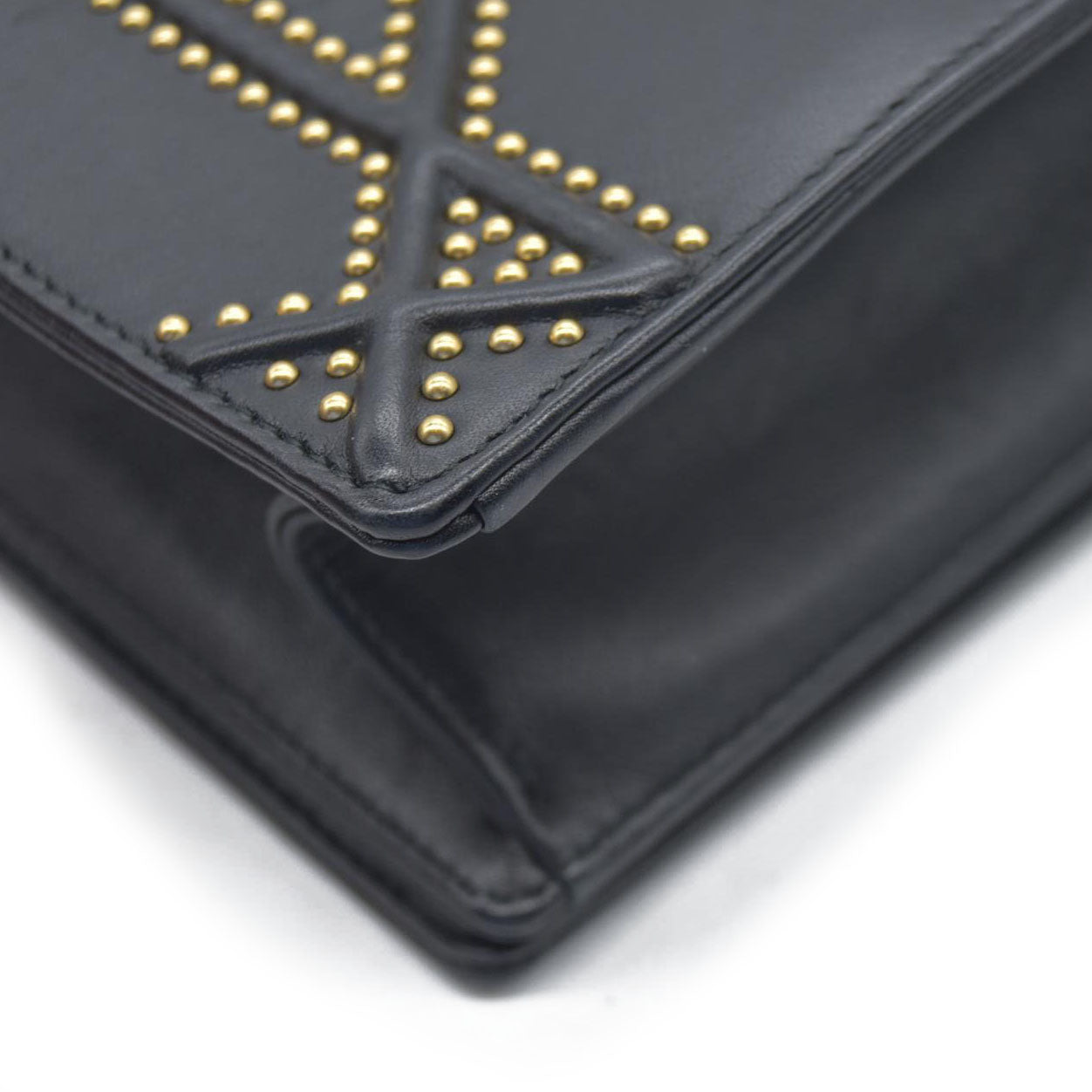 $3600 Dior Lambskin Studded Medium Diorama Flap Bag Black