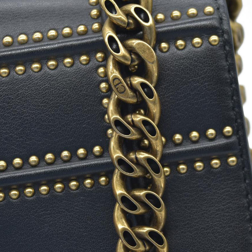 $3600 Dior Lambskin Studded Medium Diorama Flap Bag Black
