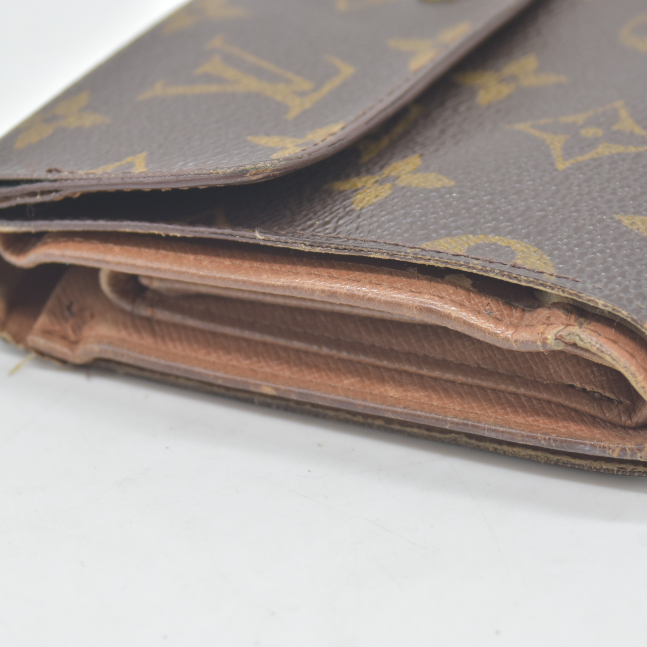 $635 1994 WELL WORN Louis Vuitton Monogram Porte Tresor Etui Papiers Wallet  MI0994