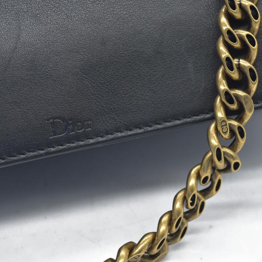 $3600 Dior Lambskin Studded Medium Diorama Flap Bag Black