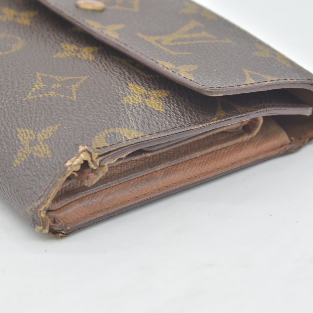 $635 1994 WELL WORN Louis Vuitton Monogram Porte Tresor Etui Papiers Wallet  MI0994