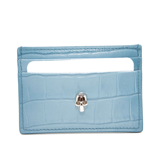 NEW Alexander McQueen Skull Card Holder Blue