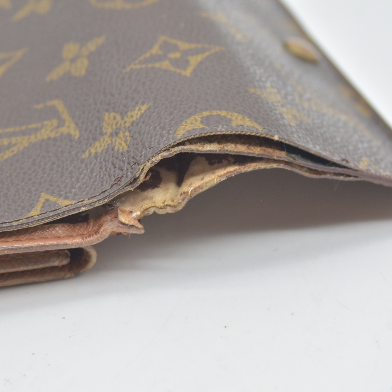 $635 1994 WELL WORN Louis Vuitton Monogram Porte Tresor Etui Papiers Wallet  MI0994