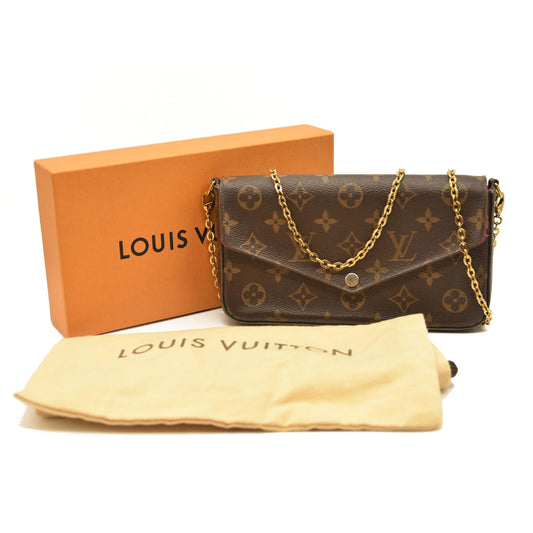 Louis Vuitton  Monogram Pochette Felicie Chain Wallet Fuchsia  MI3109