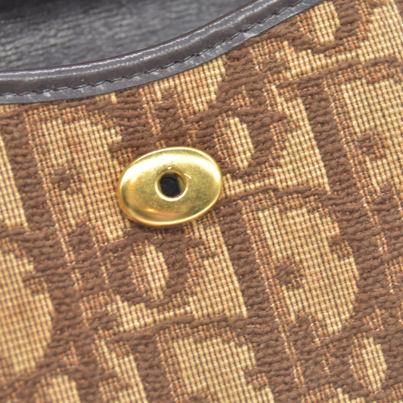 $450 CHRISTIAN DIOR Oblique Trotter Canvas Saddle Coin Purse Brown