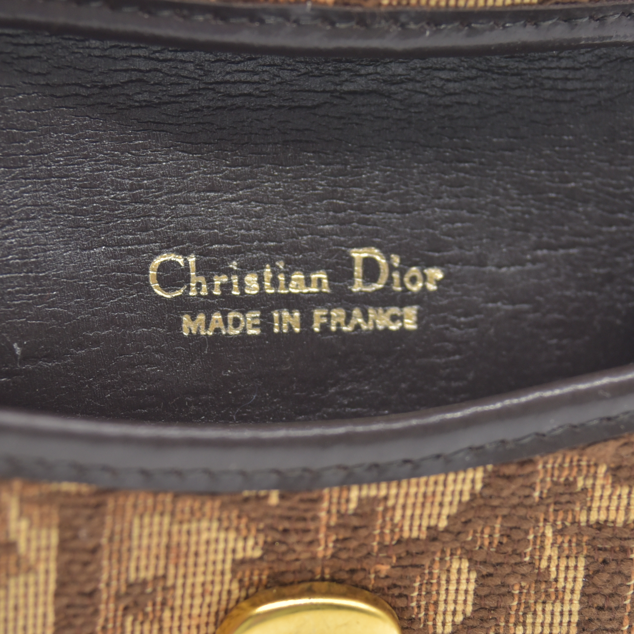 $450 CHRISTIAN DIOR Oblique Trotter Canvas Saddle Coin Purse Brown