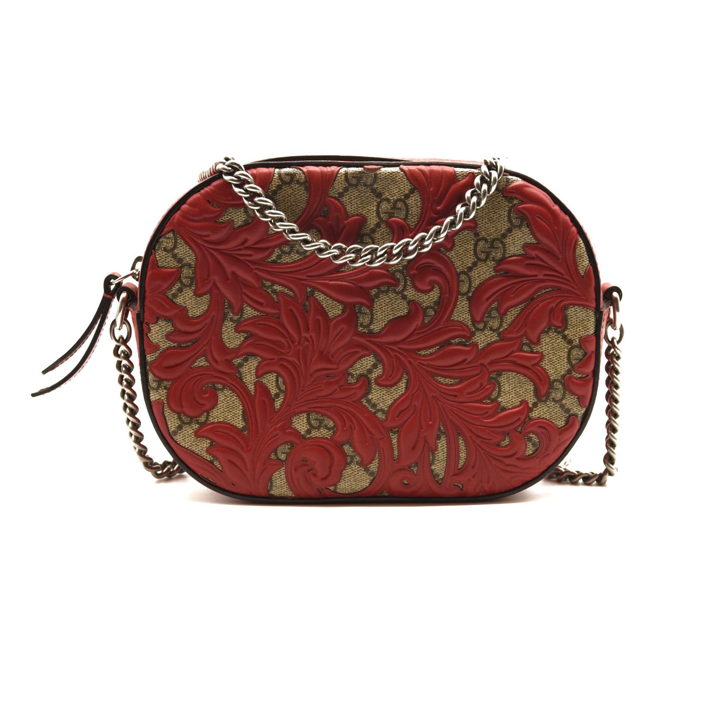 GUCCI Chain crossbody bag arabesque GG coated canvas mini