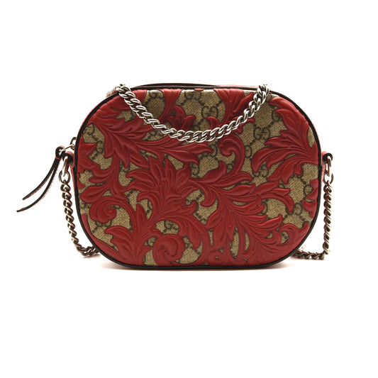GUCCI Chain crossbody bag arabesque GG coated canvas mini