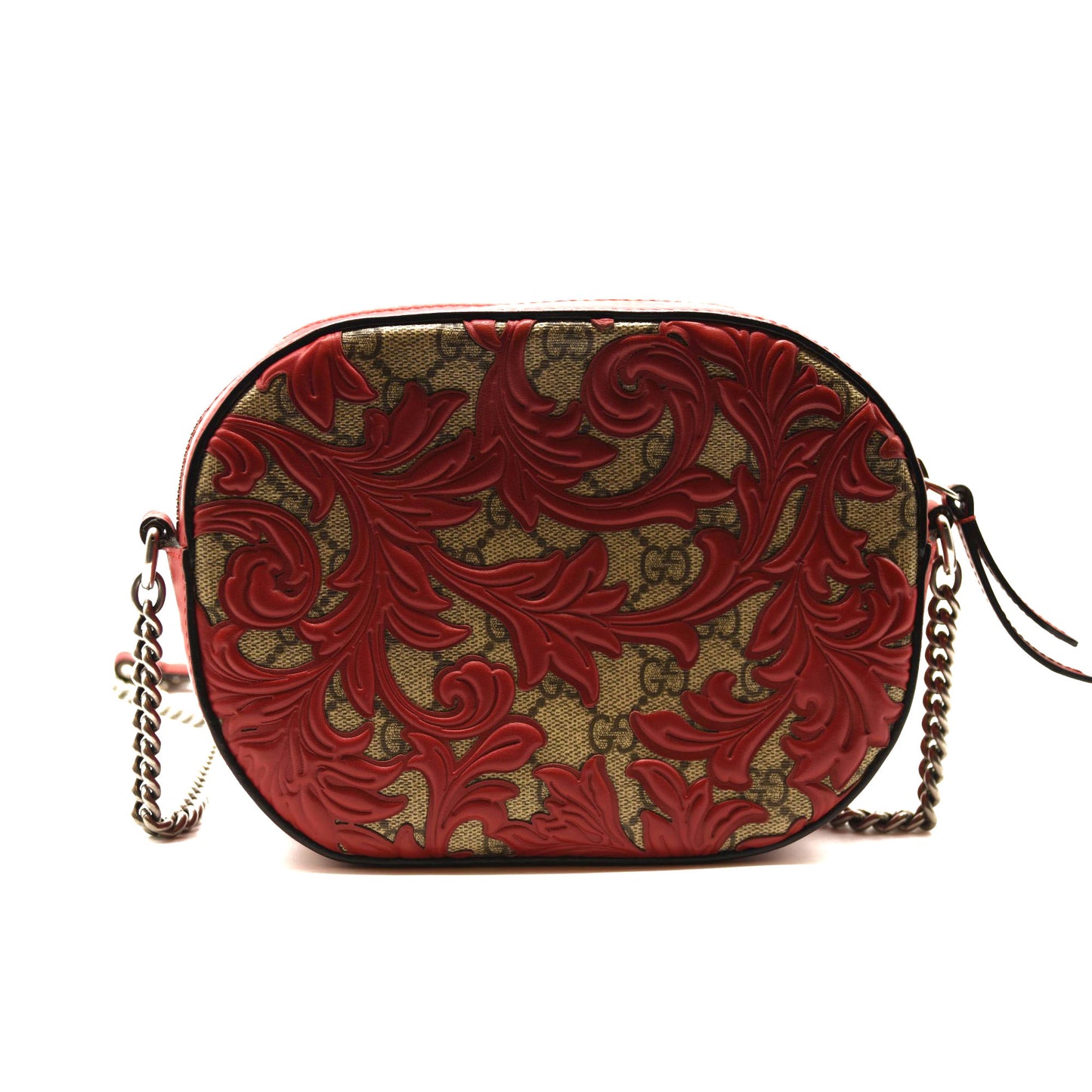 GUCCI Chain crossbody bag arabesque GG coated canvas mini