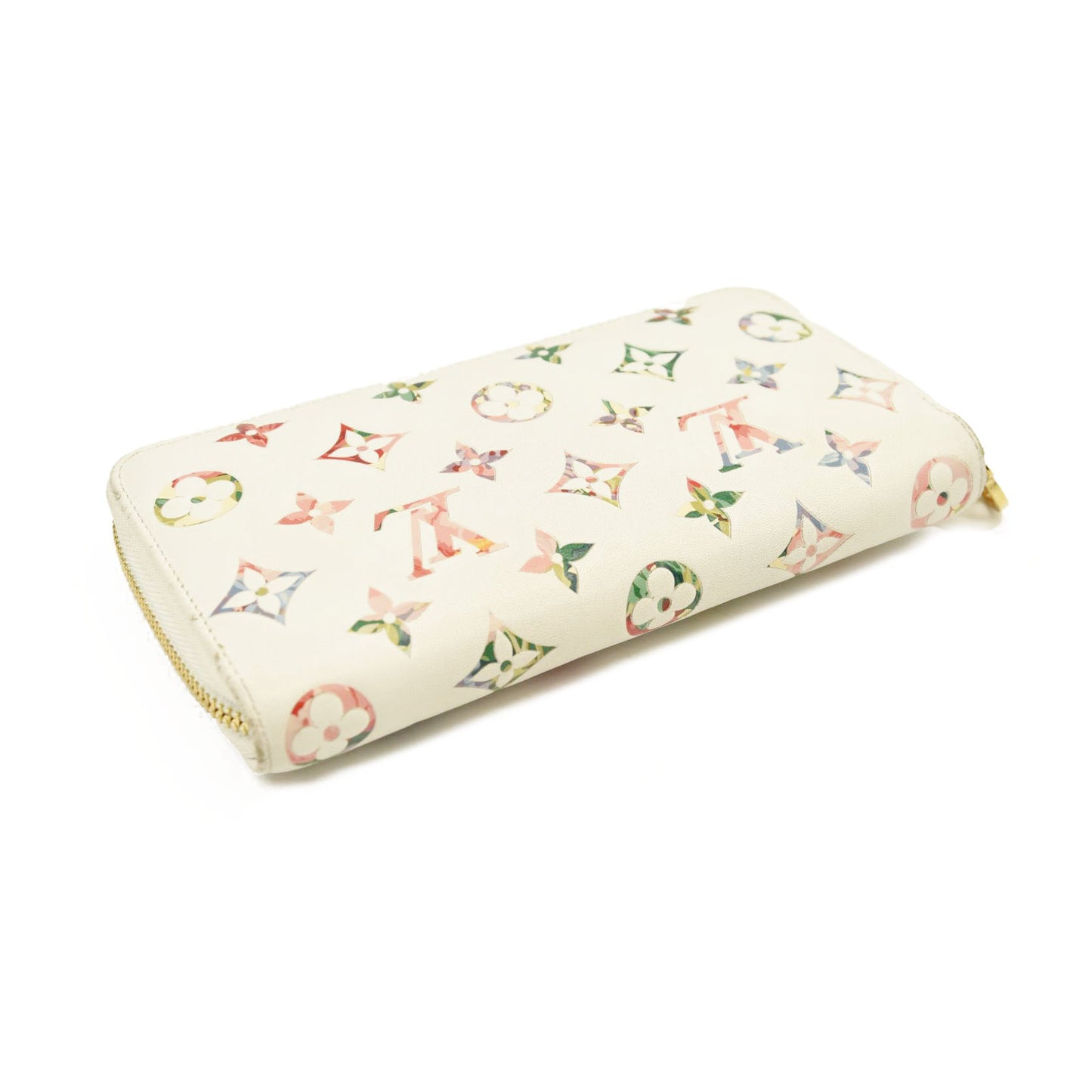 Louis Vuitton Floral LV Garden Leather Zip Around Long Wallet White RFID