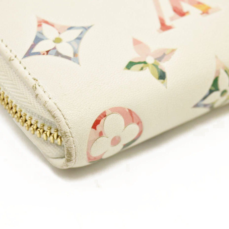 Louis Vuitton Floral LV Garden Leather Zip Around Long Wallet White RFID