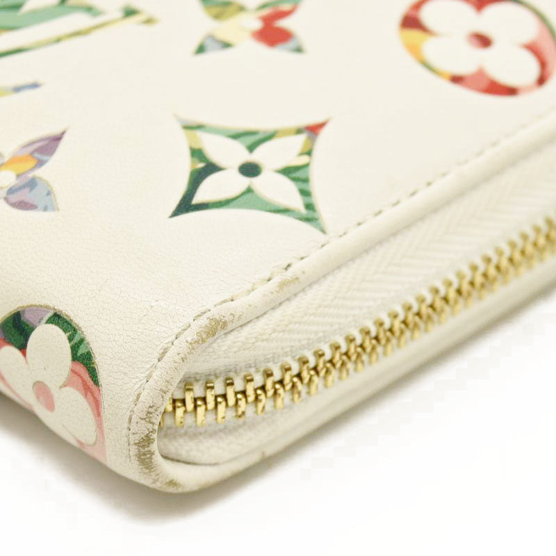 Louis Vuitton Floral LV Garden Leather Zip Around Long Wallet White RFID