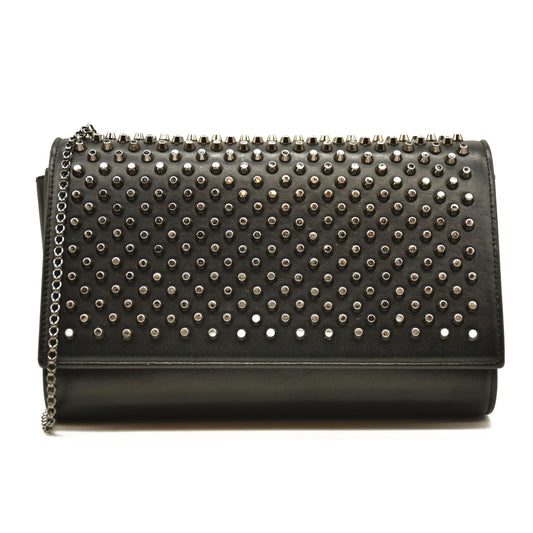 CHRISTIAN LOUBOUTIN  Paloma Studded Leather Chain Clutch Bag Black