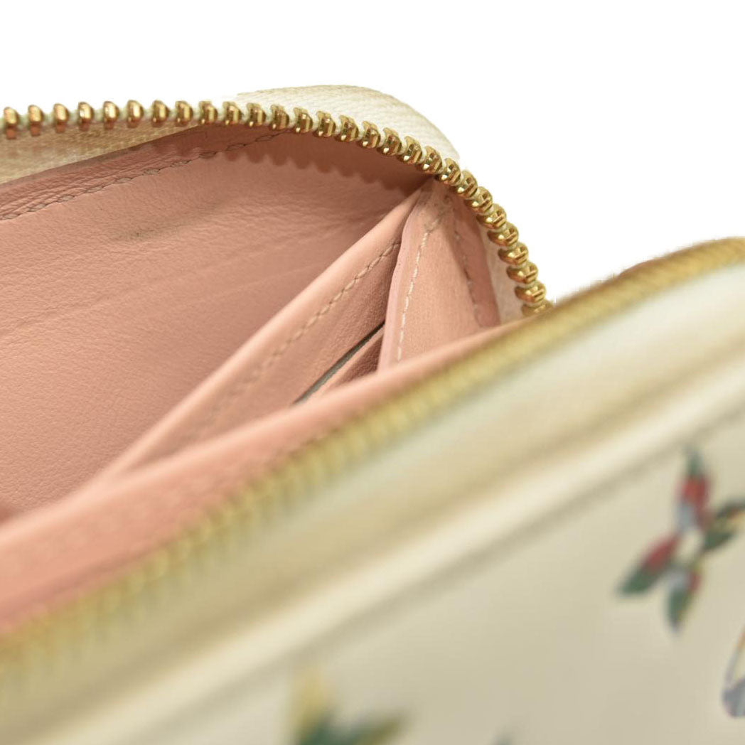 Louis Vuitton Floral LV Garden Leather Zip Around Long Wallet White RFID
