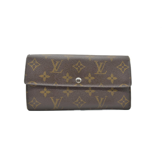 $775 2011 Louis Vuitton Monogram Portefeiulle Sarah Long Bifold Wallet Brown CT4181