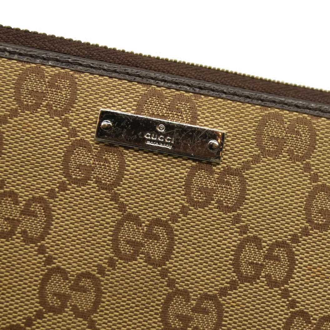 Gucci  Monogram Metal Bar Zip Around Wallet Dark Brown