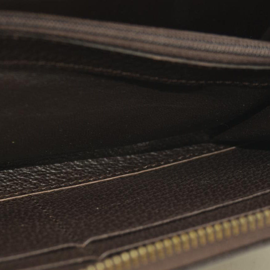 Gucci  Monogram Metal Bar Zip Around Wallet Dark Brown