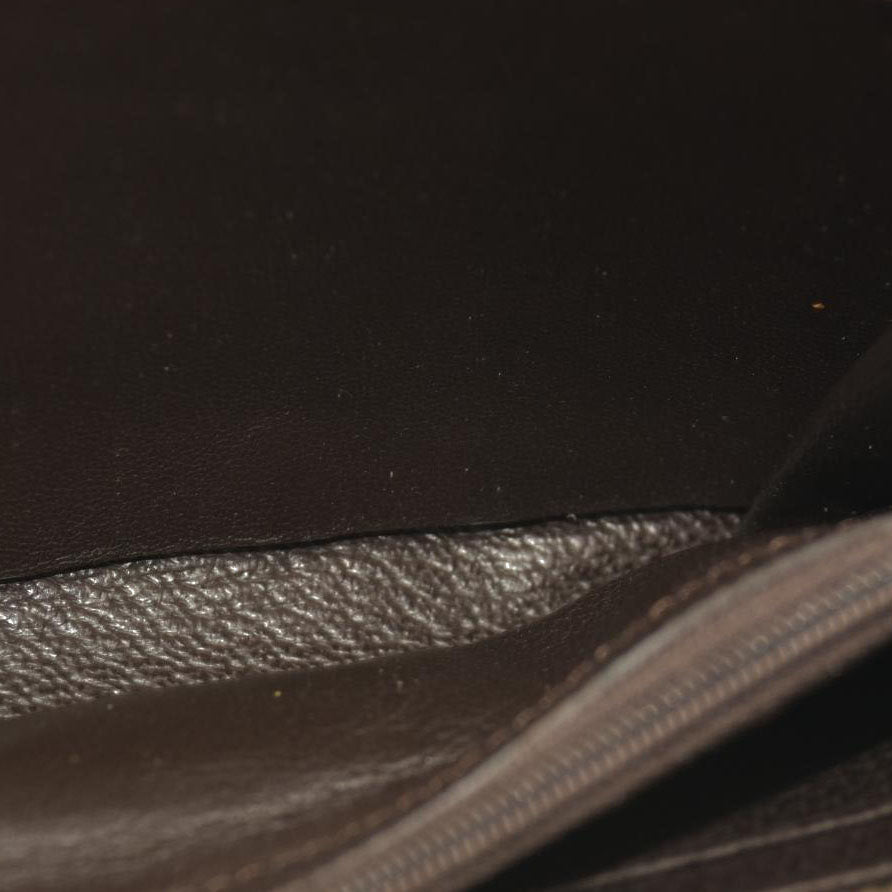 Gucci  Monogram Metal Bar Zip Around Wallet Dark Brown