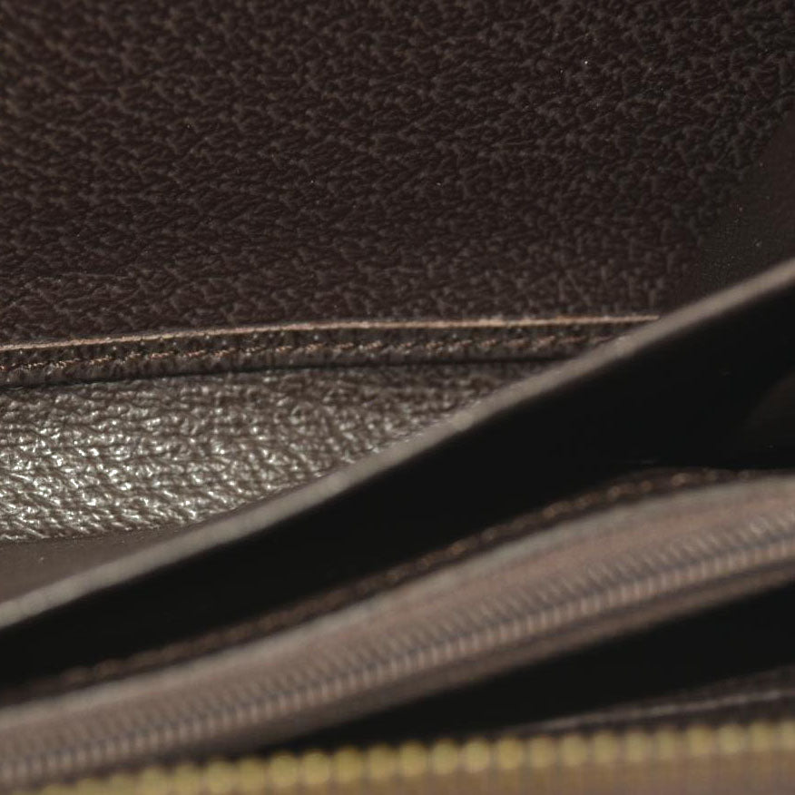 Gucci  Monogram Metal Bar Zip Around Wallet Dark Brown