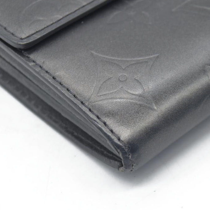 $970 Louis Vuitton Monogram Matte Porte-tresor International Navy Trifold CONSIGNMENT