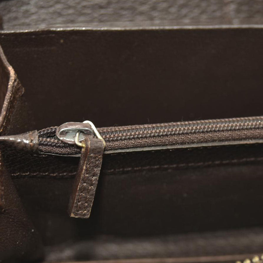 Gucci  Monogram Metal Bar Zip Around Wallet Dark Brown