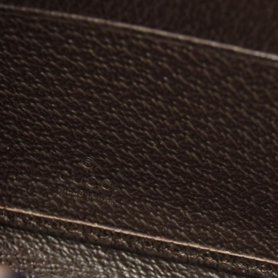 Gucci  Monogram Metal Bar Zip Around Wallet Dark Brown