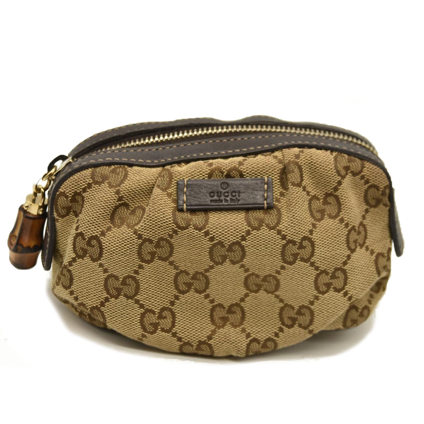 Gucci  Monogram Medium Bamboo Cosmetic Case Dark Brown