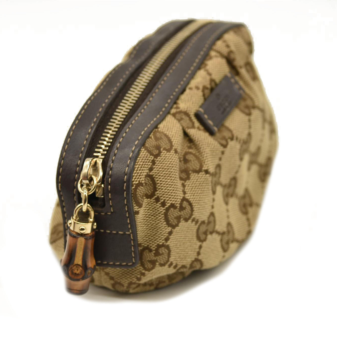 Gucci  Monogram Medium Bamboo Cosmetic Case Dark Brown
