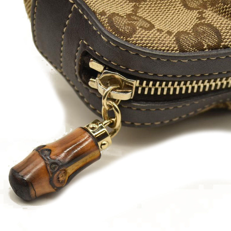 Gucci  Monogram Medium Bamboo Cosmetic Case Dark Brown