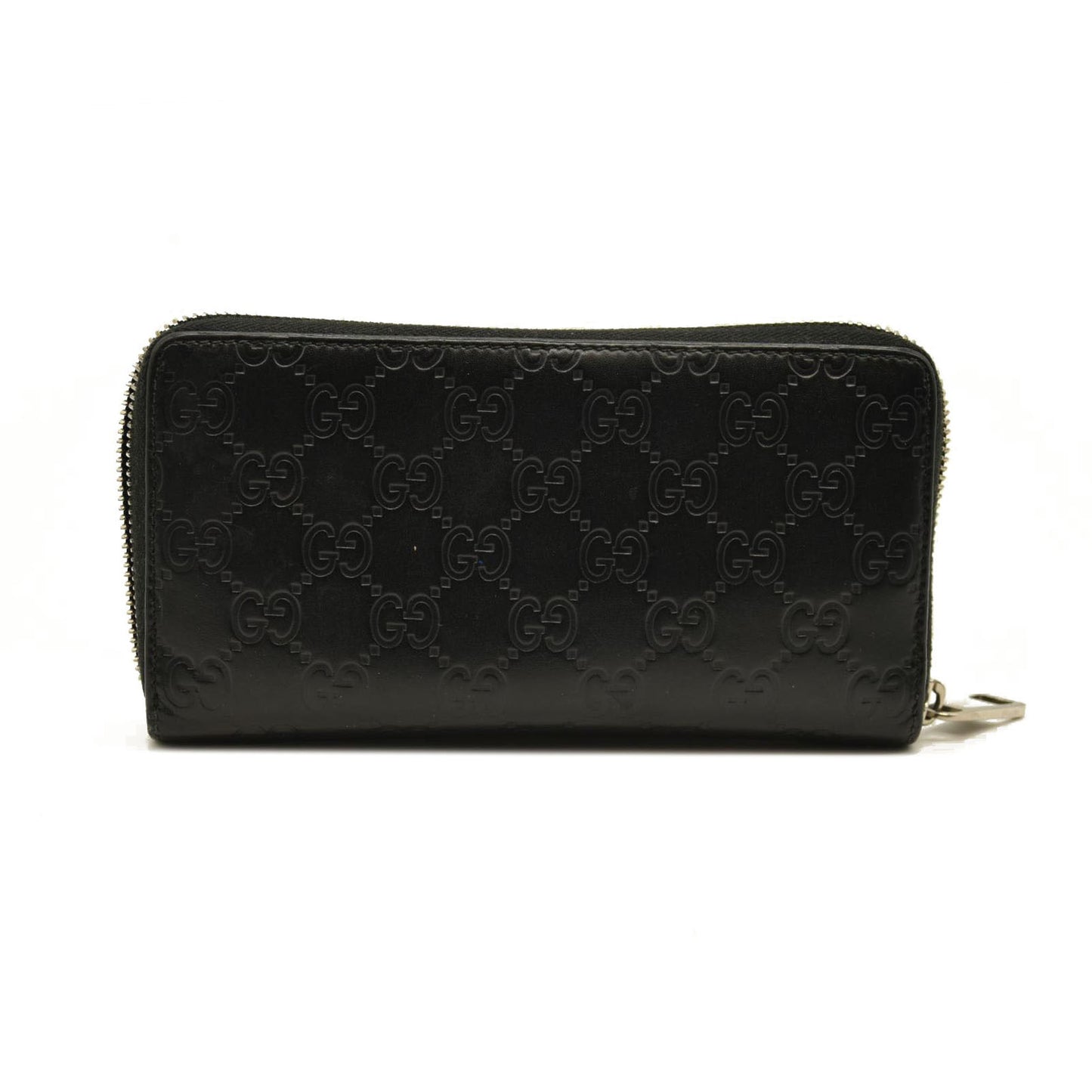 Gucci Black Guccissima Zip Around Wallet