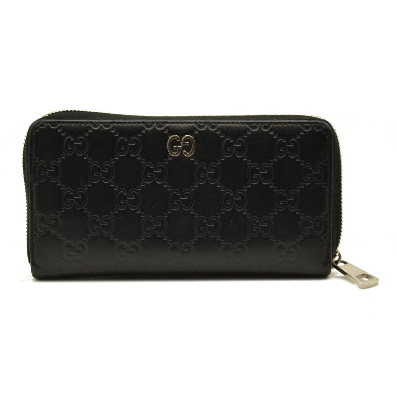 Gucci Black Guccissima Zip Around Wallet