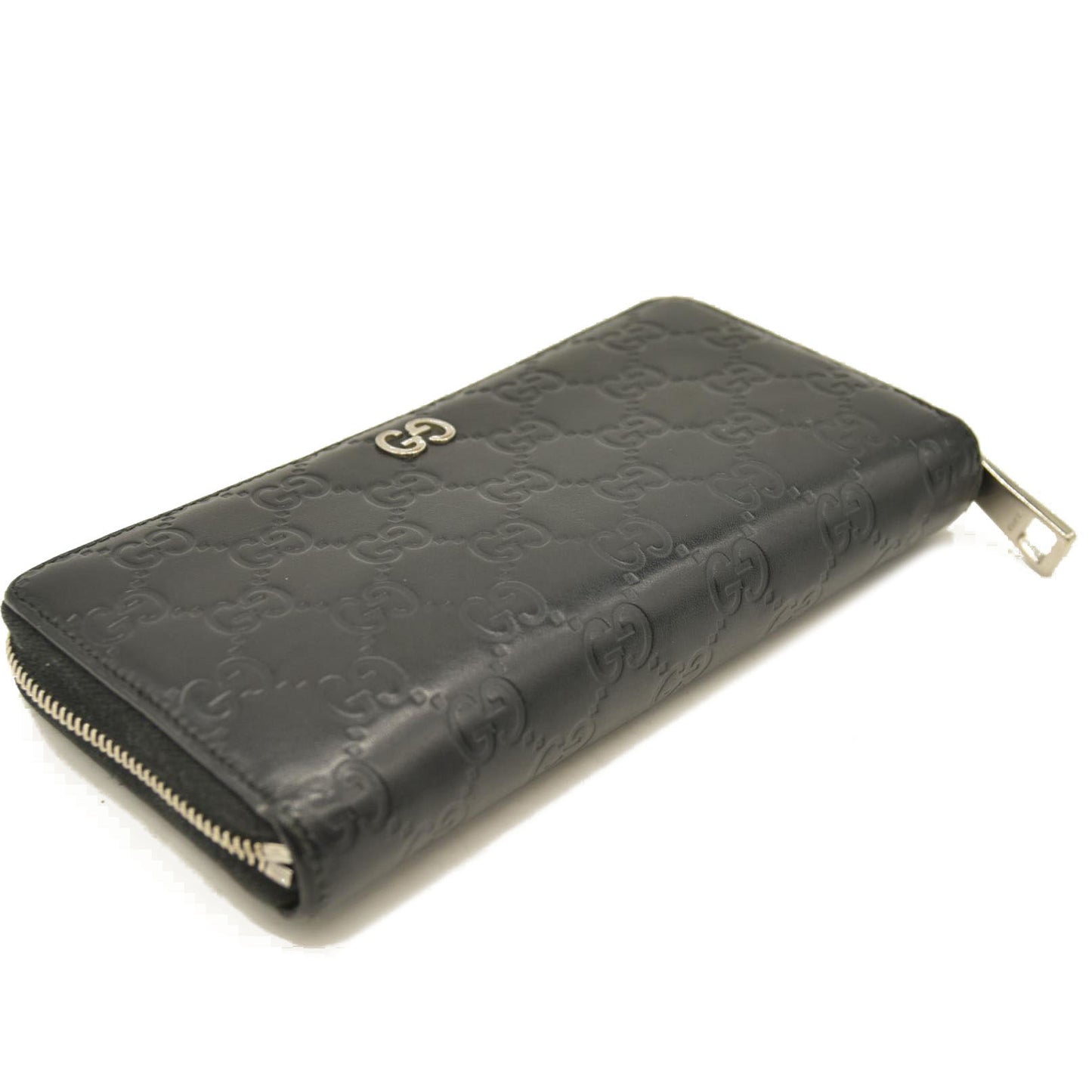 Gucci Black Guccissima Zip Around Wallet