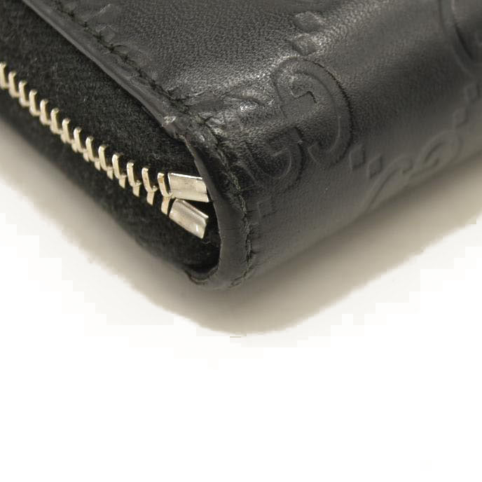 Gucci Black Guccissima Zip Around Wallet