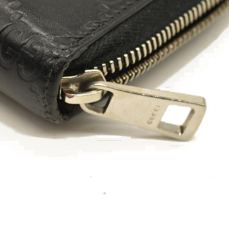 Gucci Black Guccissima Zip Around Wallet