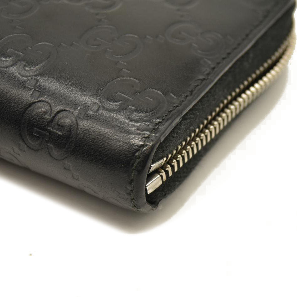Gucci Black Guccissima Zip Around Wallet