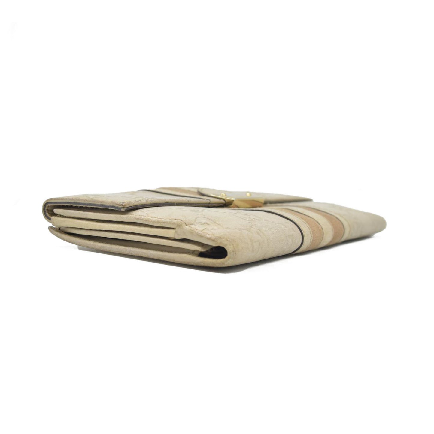 $820 GUCCI GG Logo Leather Long Bifold Wallet Ivory Cream Web