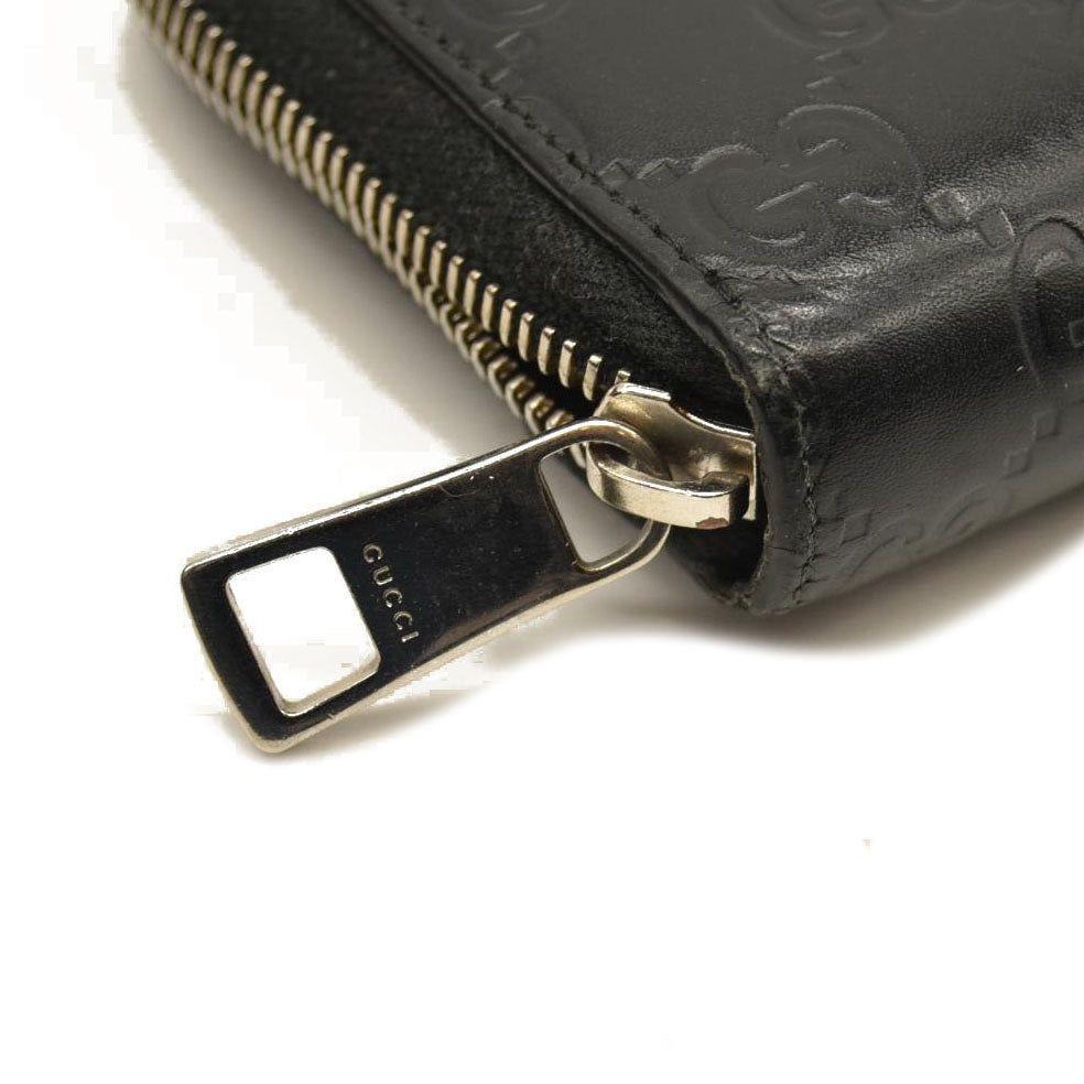 Gucci Black Guccissima Zip Around Wallet