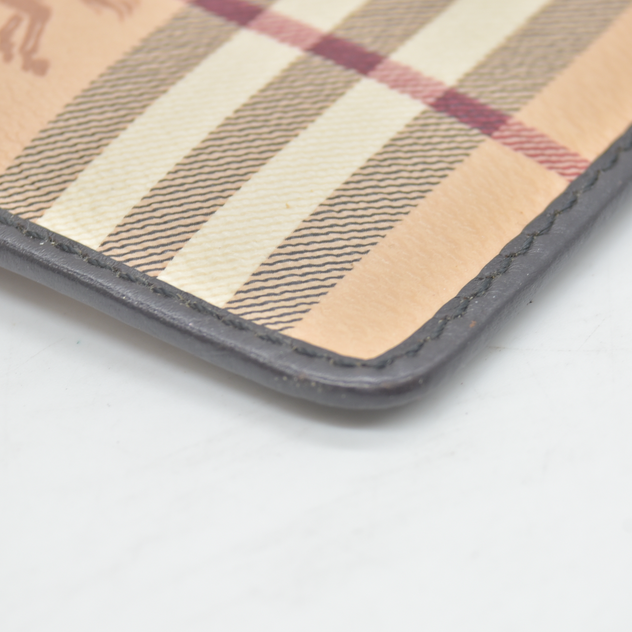 $350 BURBERRY Nova Check Coated Canvas Key Case Beige